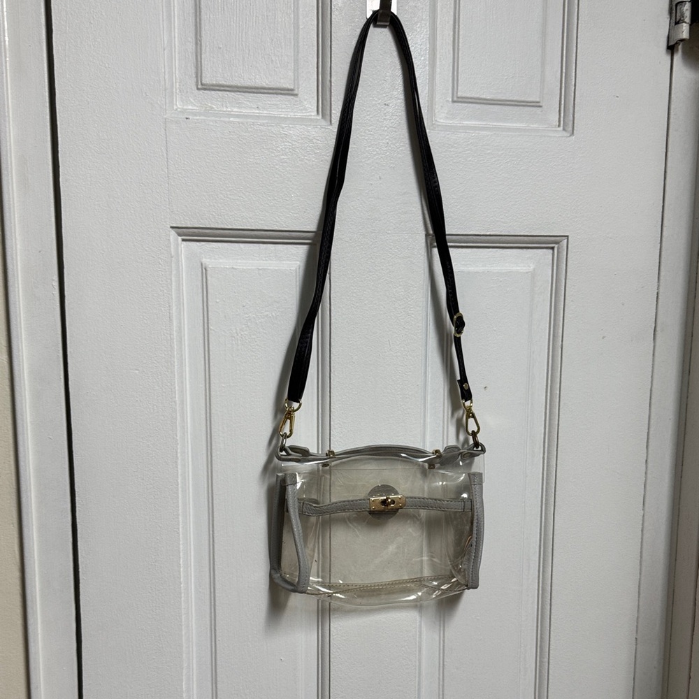 Transparent clear Crossbody stadium Bag with Black Strap - Picture 1 of 6